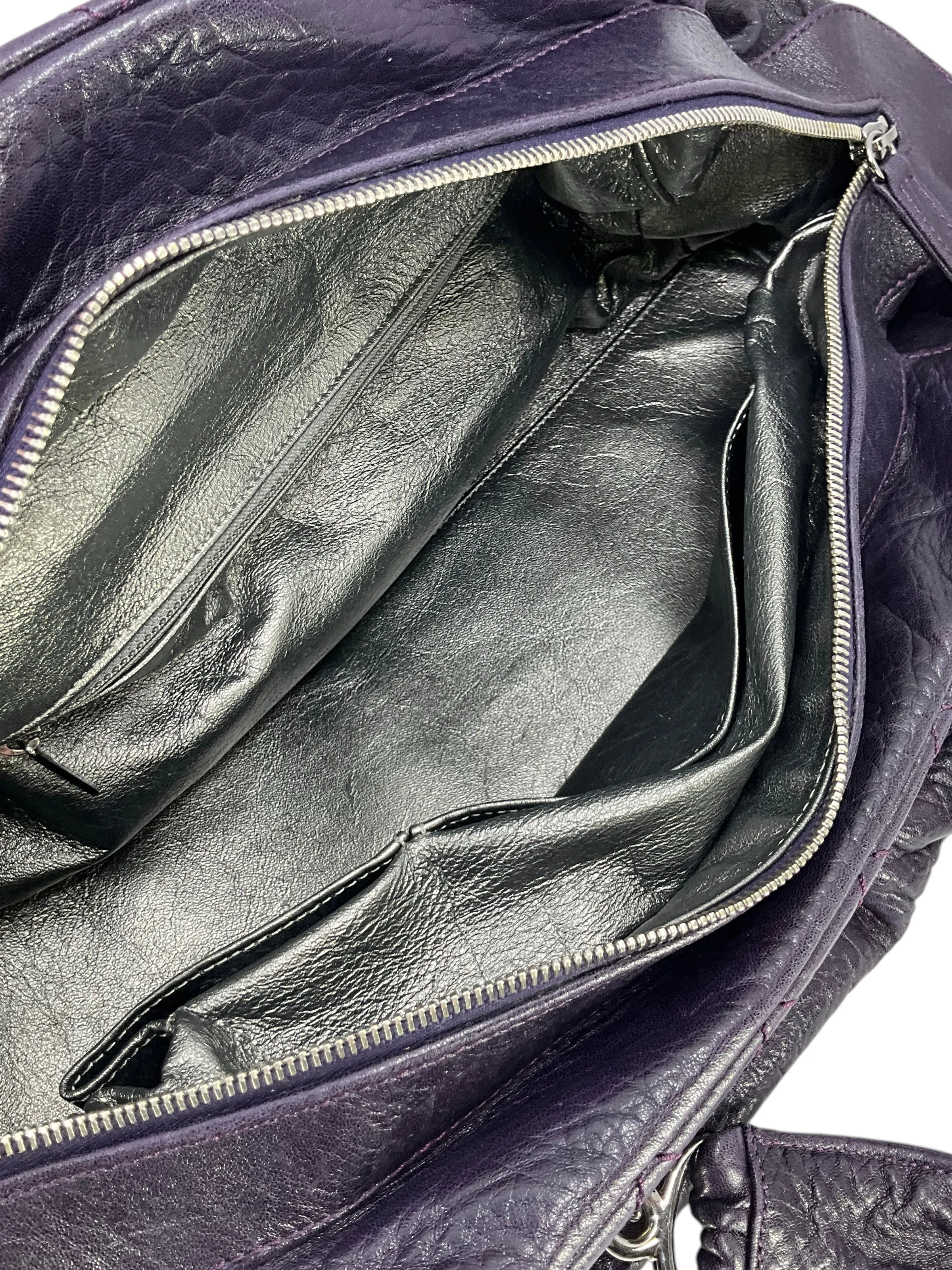 CHANEL Pleated Leather Large Bowling Bag