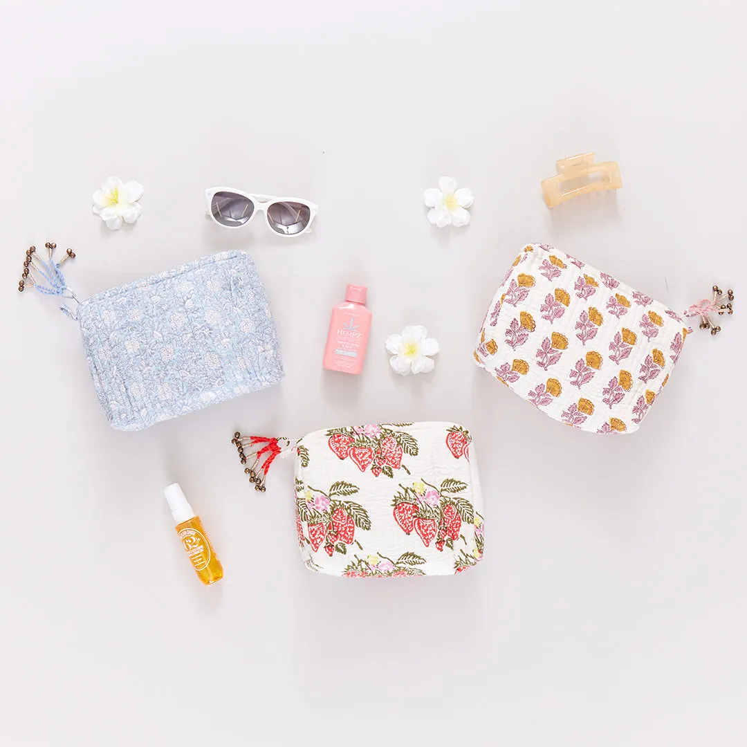 Small Quilted Pouch - Yellow Flower Drop